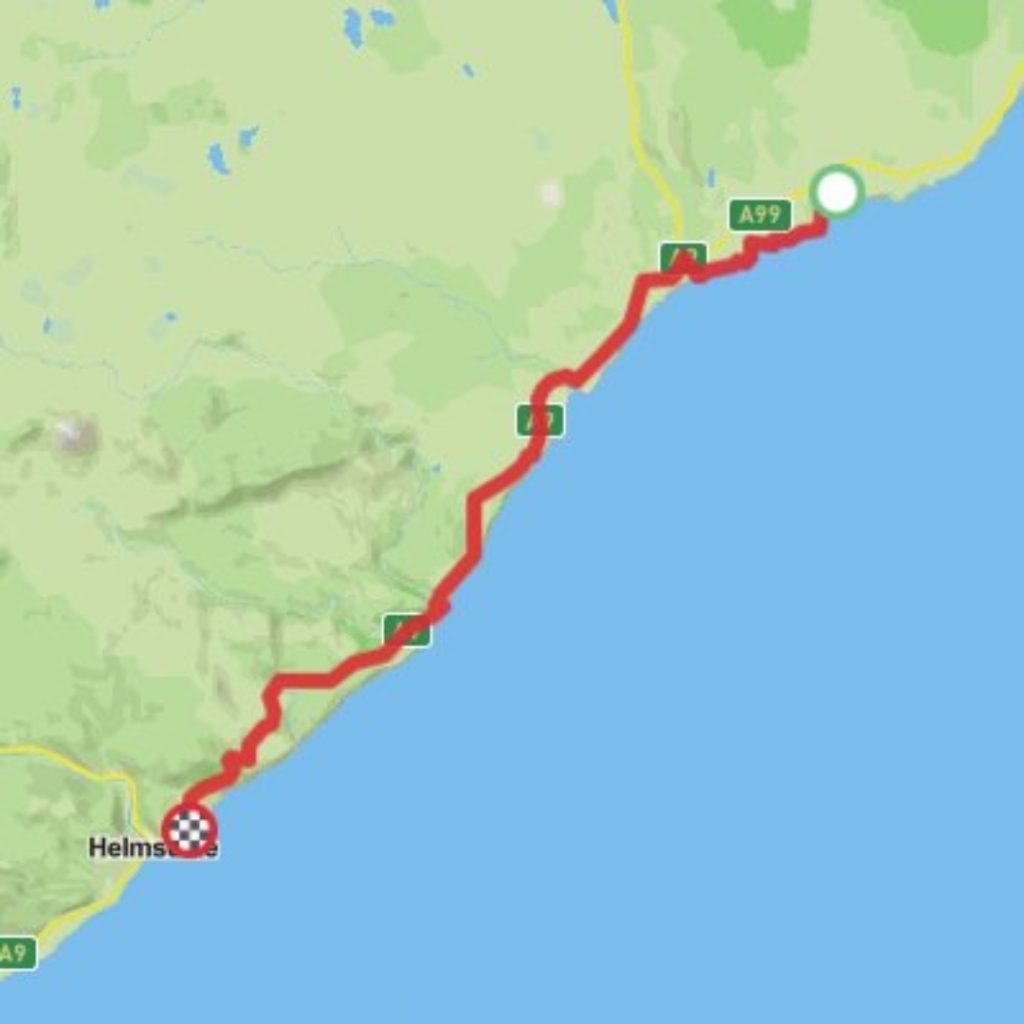Lybster to Helmsdale map using Hiiker app