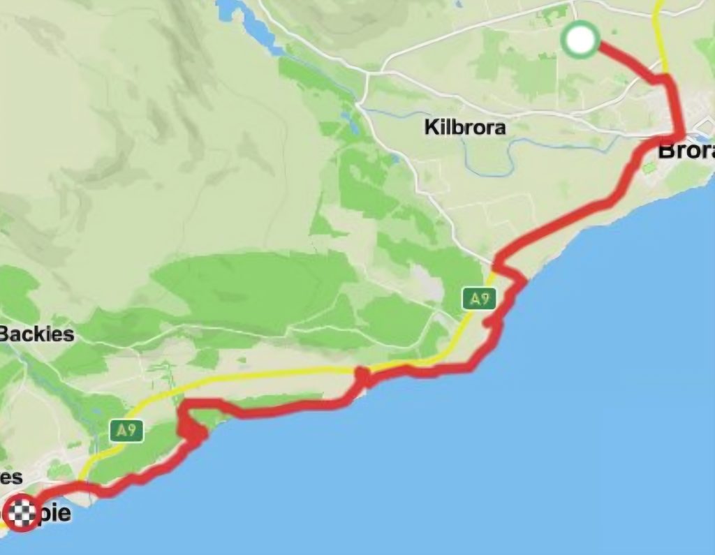 Walking Brora to Golspie using Hiiker app
