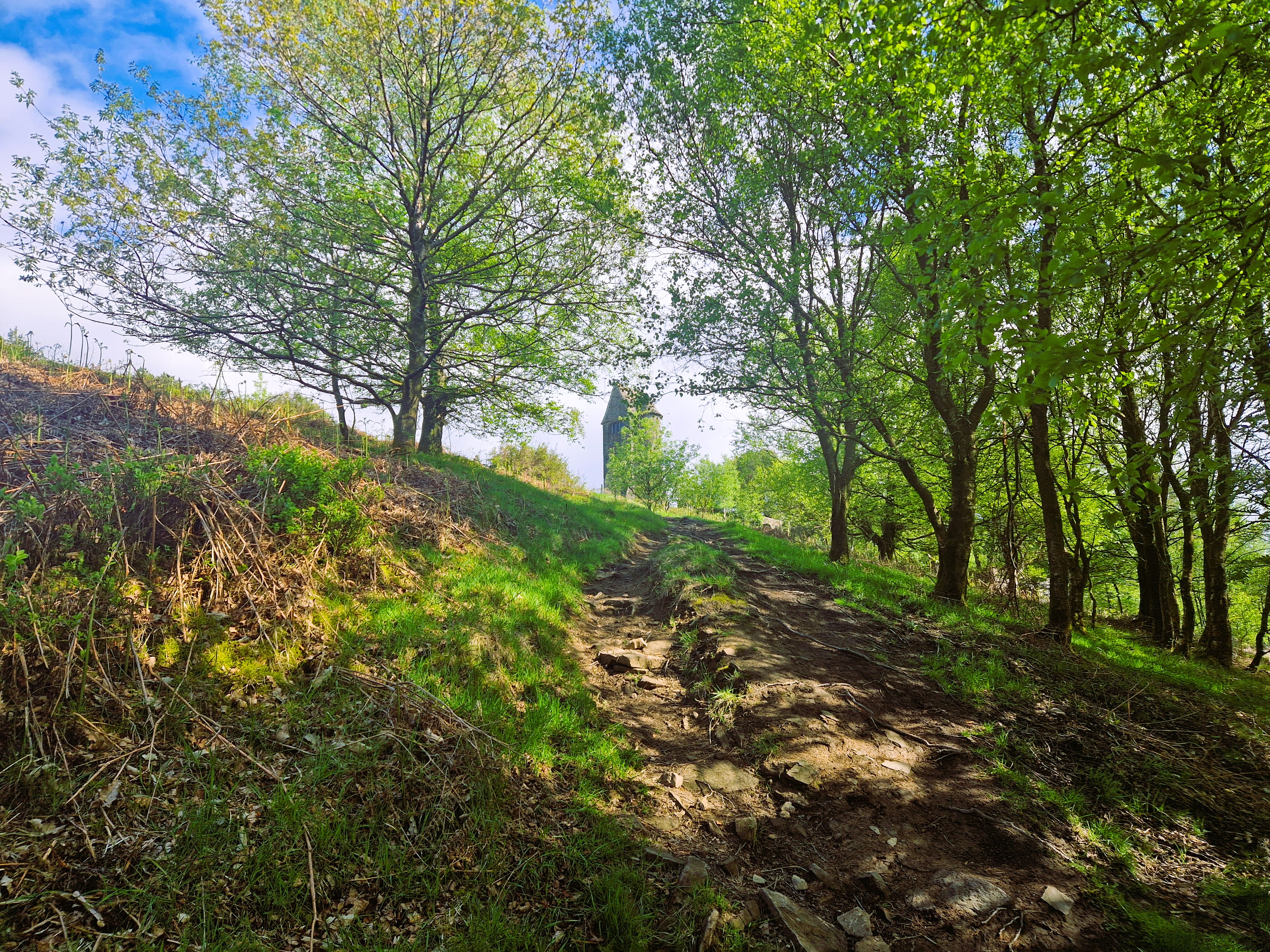 Pigeon Tower in the distance, rivington terraced gardens
